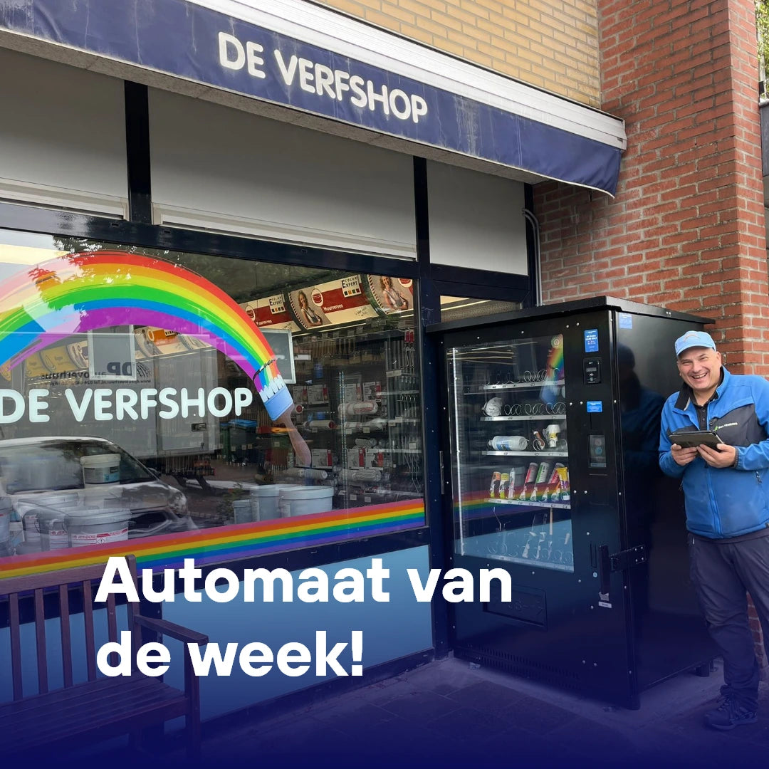 De verfshop met een automaat van DGA vending met monteur