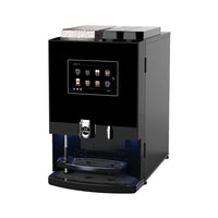 BUB Espresso S Touch koffieautomaat met touchscreen en bonenreservoir, schuin vooraanzicht