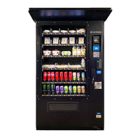 DGA Lynova 10 Classic Outdoor combi-automaat NVM0172 met afdak, vooraanzicht met snacks en blikjes