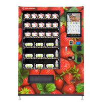 DGA Lynova 10 Touch 21,5 mit Erdbeer-Folierung als Hofladen-Automat, gefüllt mit Erdbeeren und Eiern