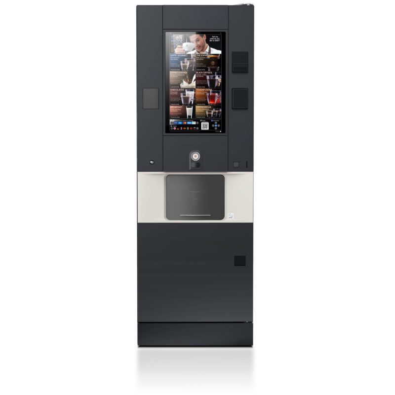 BUB Freestanding Touch koffieautomaat, vooraanzicht met groot touchscreen en uitgiftevak