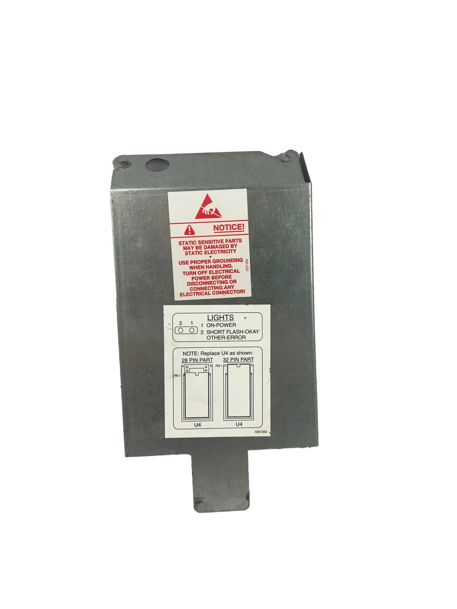 Gebrauchte Metallabdeckung C4325178 für die Hauptplatine mit Warnetiketten, Ersatzteil für Crane Shopper Automat