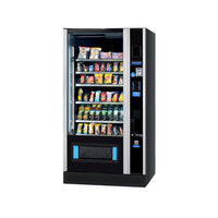 Vendo G-Snack Design 8 (SC8) snackautomaat met zilveren lijsten, schuin vooraanzicht