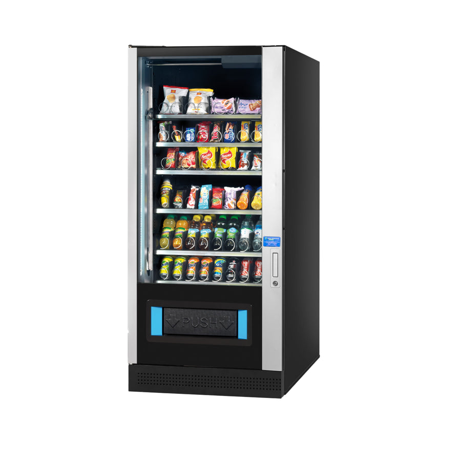 Vendo G-Snack Design Touch Connectable 8 snackautomaat met spiraalladen, schuin vooraanzicht