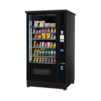 Vendo G-Snack Touch 8 Outdoor + Lift snackautomaat met weerbestendige kap, schuin vooraanzicht