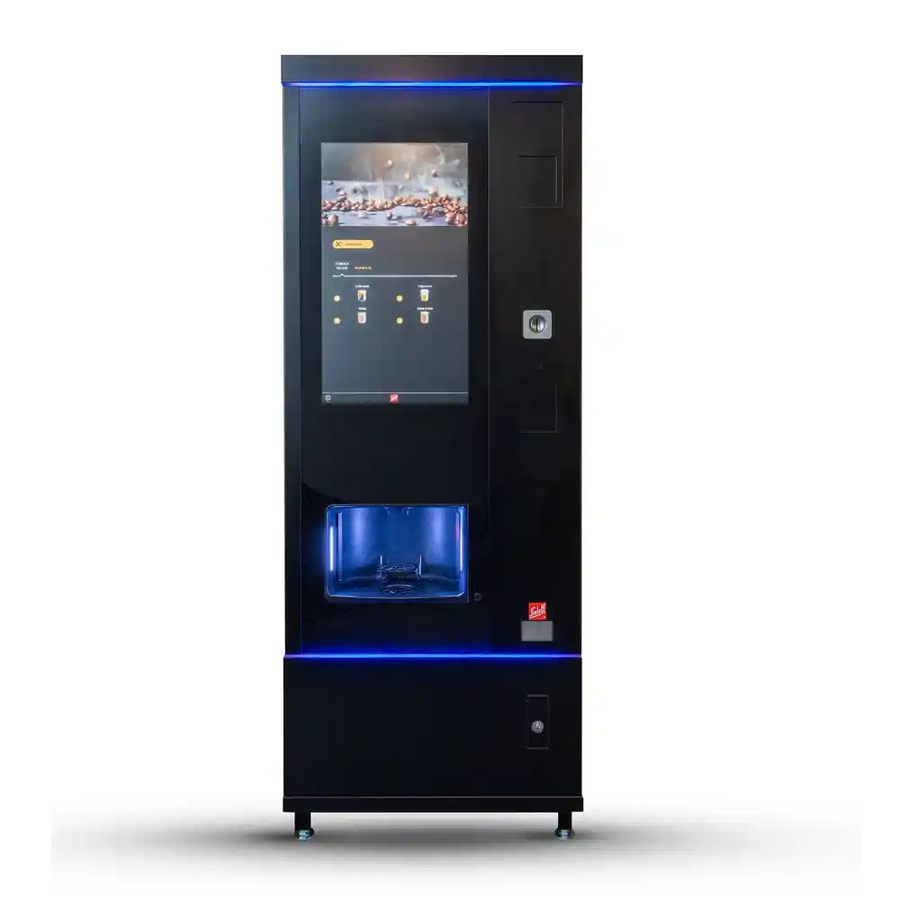 Sielaff SiLine HG TS 27 koffieautomaat met touchscreen en blauwe ledverlichting, vooraanzicht