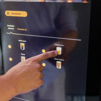 Touchscreen van de Sielaff SiLine HG TS 27 met keuzemenu voor koffie, cappuccino en choco